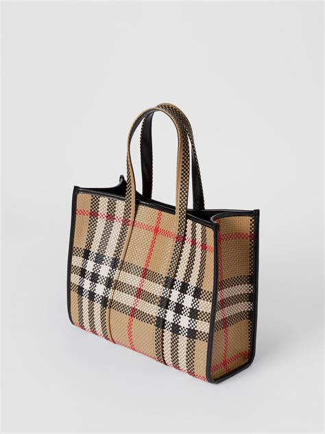 burberry small latticed leather tote bag|Burberry canvas bag.